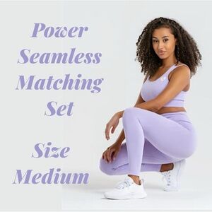 Women’s Best Power Seamless Leggings and Sports Bra Matching Set in Lilac Medium